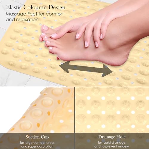 Image of Kuber Industries Bath Mat | PVC Bathroom Mat | Shower Bath Mat | Square Bath Tub Mat | Foot Massager Mat | Anti-Skid Floor Mat | Shower Mat | Cream