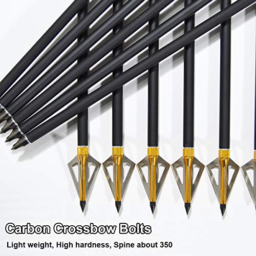 VNAKER 20 Inch Carbon Crossbow Bolts 12 Pack and Hunting Broadheads 6 Pack, Carbon Crossbow Arrows for Hunting and Outdoor Practice(Orange) - Thumbnail 5