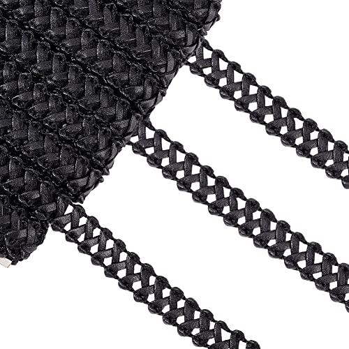 BENECREAT 15 Yard Faux Leather Braid Trims Black Flat Braid Upholstery Trim Strap Lace Ribbon 1/2 inch Wide for Dress Curtain Home Decor, DIY Sewing Craft, 2mm Thick by BENECREAT - Used condition - US$8.90