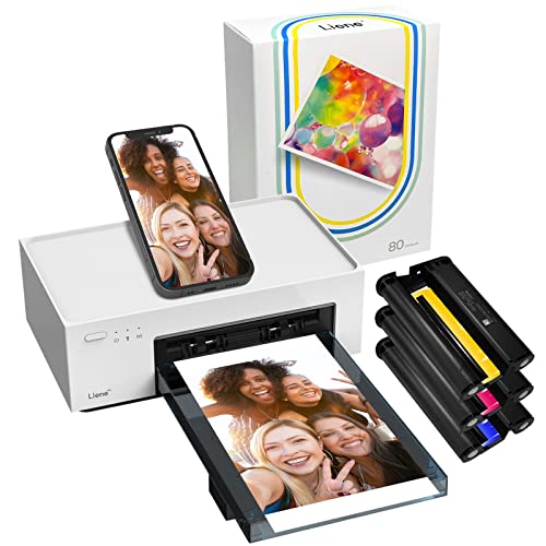 Liene 4x6 Photo Printer, Photo Printer (100 Sheets), Full-Color Photo, Portable Instant Photo Printer for iPhone, Thermal Dye Sublimation, Wi-Fi Picture Printer w 100 Sheets Paper & 3 Cartridges
