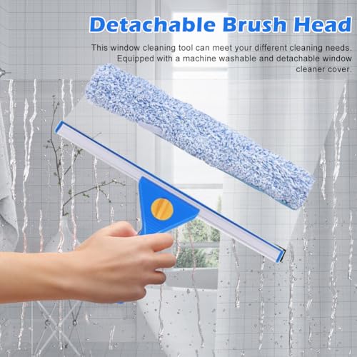 Image of Window Squeegee Cleaner Kit, 35cm Window Squeegee Cleaner Tool Kit, Glass Cleaning Tools with Silicon Squeegees & Microfiber, Windows Cleaning Kit for Shower Glass Mirror Door Car