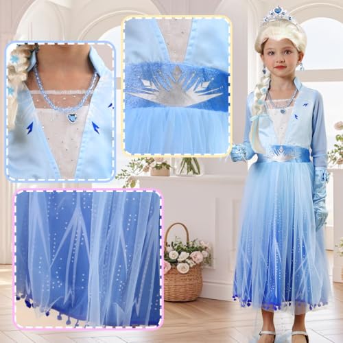 Disfraz completo de princesa azul para niñas miniatura 5