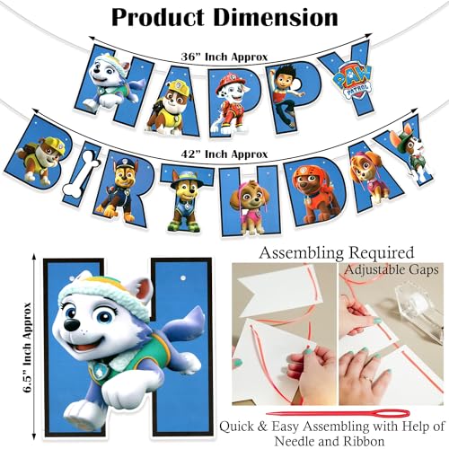 Image of Rozi Decoration Dog Birthday Balloons Decorations Set of 55 Pcs Happy Birthday Decorations For Boys, Paw Patrol Theme Birthday Backdrop Decorations Combo Kit