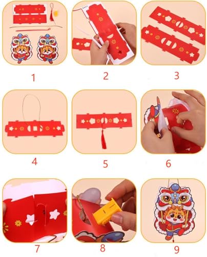 Image of 3pcs Cute Horse DIY Paper Hand-held Lantern Chinese New Year 2026 Festival Lantern Traditional Festival Home Holiday Decoration