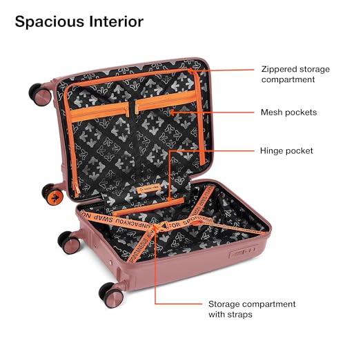Image of Nasher Miles Seattle Hard-Sided Cabin Luggage 20 inch | 55cm | 8 Wheels Small Trolley Bag for Travel | Suitcase (Rose Gold)