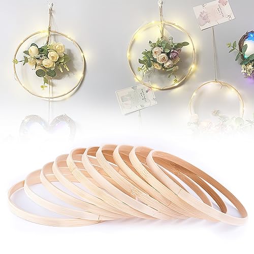 Bambú Aros para Atrapasueños, Anillos De Atrapasueños De Bambú, 10 Piezas 15cm Anillos de Madera...