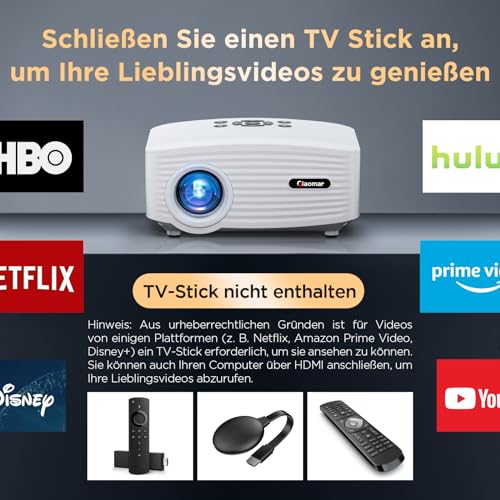 Beamer, 5G WiFi mini-beamer, 9500 lumen, beamer, Full HD 1080p ondersteund, Giaomar led-videobeamer, thuisbioscoop/outdoor, compatibel met tv-stick/smartphone/laptop/tv-stick/USB/HDMI-beamer, mobiele - Image 7