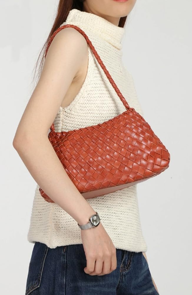 Gewebte Hobo-Taschen für Frauen Wildleder gewebt Stoff Tasche trendige Eimer Handtasche Unterarm Umhängetasche Vintage Handtasche Retro Clutch Taschen