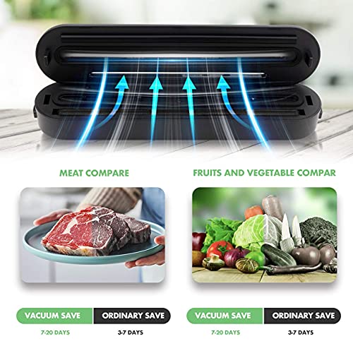 BIBURY Automatischer Vakuumierer, Folienschweißgerät mit 2 Dichtungsmodi, Leicht Lebensmittel Vakuumiergerät für Sous… – Bild 3