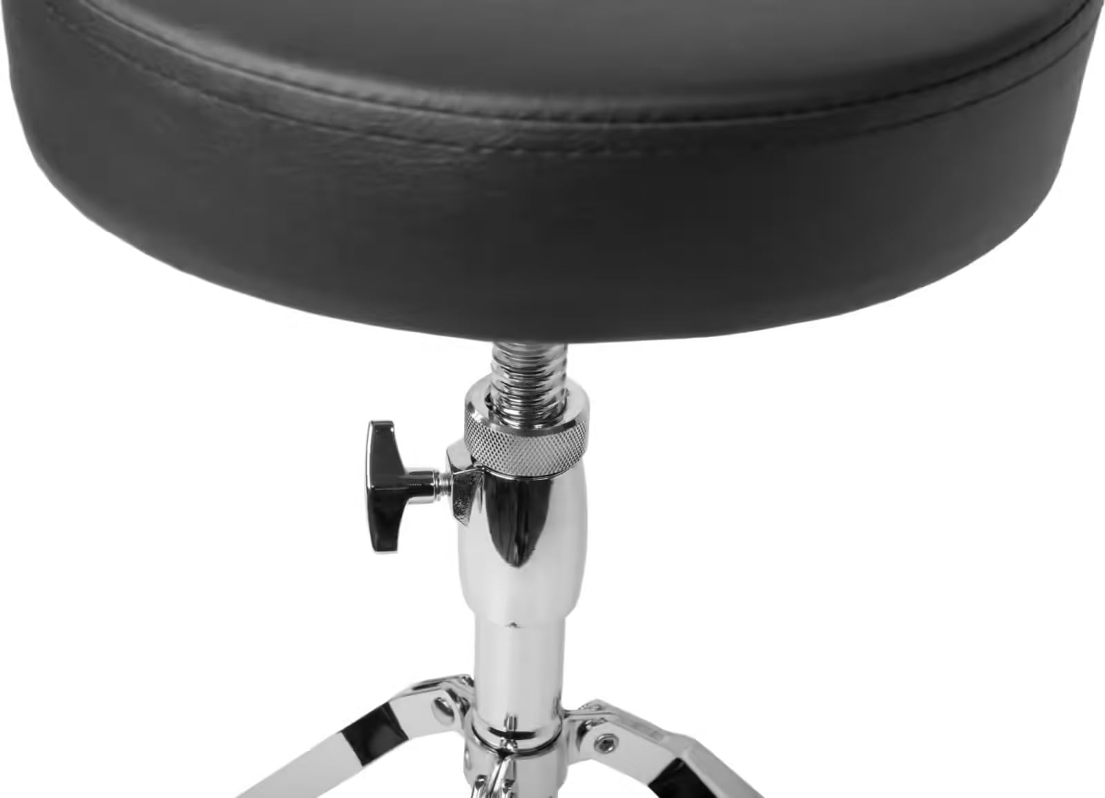 WOODBRASS DT10B - Taburete de batería ajustable - Asiento de batera cómodo con doble base, asiento redondo acolchado, altura ajustable 46,5-61 cm, patas antideslizantes