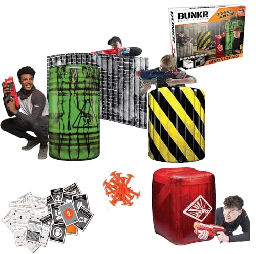 BUNKR BattleZone Pack de compétition Gonflable (4 pièces) Compatible avec Nerf, Laser X, X-Shot...