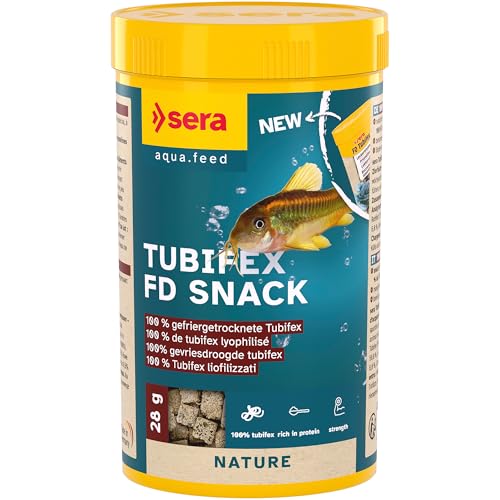 sera Tubifex FD Snack 250 ml (28 g) | gefriergetrocknete 100% Tubifex | natürlicher proteinreicher Snack für fleischfressende Zierfische | stärkt Wachstum & Vitalität