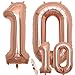 Produktbild Luftballons Zahl 10 Geburtstag XXL Rose Gold - Riesen Folienballon in 2 Größen 40" & 16" | Set XXL 100cm + Mini 40cm Version Geburtstagsdeko | Insgesamt Vier Zahlen | Ideal zum 10. als Deko