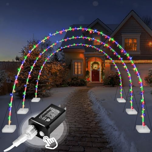 SunRiMax 3 Pack 10ft Christmas Light Archway, Multicolor LED Light