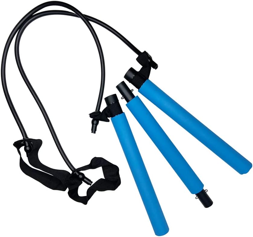 Pahajim Portable Pilates Bar Kit with Resistance Band Yoga Pilates Bar Kit Body Shaping Pilates Stick Hipsline Pilates Bar with Foot Strap