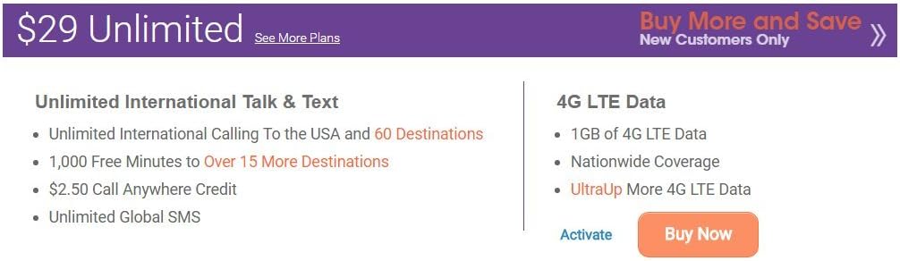 Ultra Mobile Sim Card Nano | Micro | Standard $29 Plan Preloaded First Month Free 1GB 4G LTE Data Nothing Else To Buy T-Mobile Network