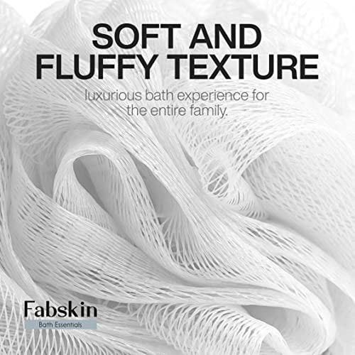 Image of Fabskin Bath Brush Loofah With Wooden Handle | White | For Men and Women | Back Bath Scrubber | Loofah For Back Bathing | Made In India