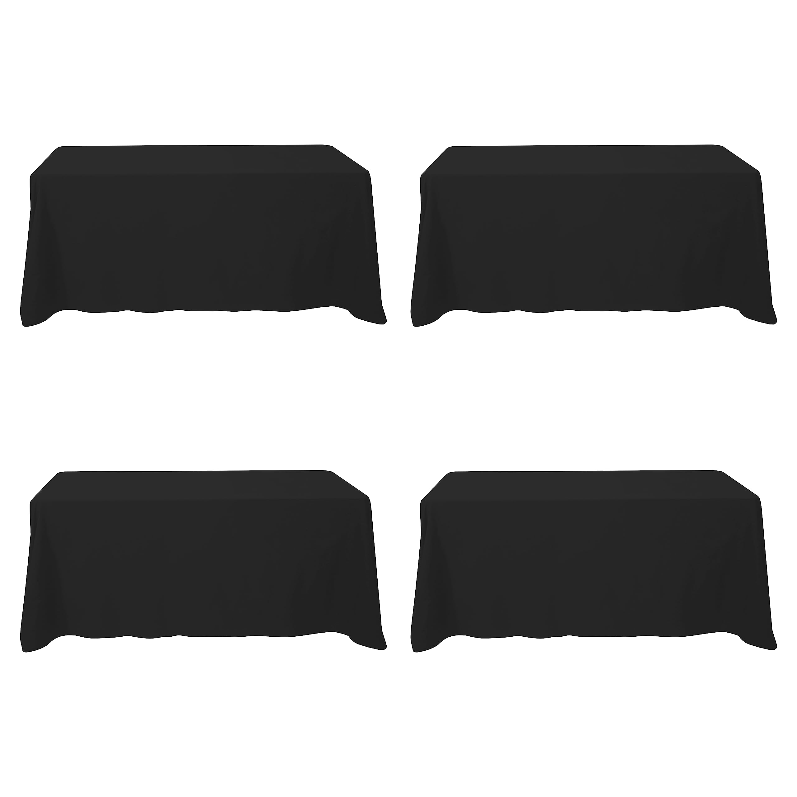 Photo 1 of 4 Pack Black Tablecloths for 6 Foot Rectangle Tables 90 x 132 Inch - 6ft Rectangular Bulk Linen Polyester Fabric Washable Long Clothes for Wedding Reception Banquet Birthday Party Buffet Black 90x132 In, 4 Pack