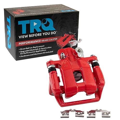 Image of TRQ Rear Left Brake Caliper w /Bracket Performance Red Drivers Side | For 2009-2014 Acura TSX 2008-2012 Honda Accord