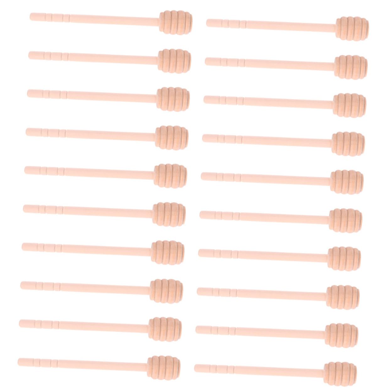 FELTECHELECTR 25Pcs Wooden Honey Dippers Reusable Stirring Rods for Honey Syrup Jam Viscous Liquids Wear Resistant Sticks for Home Use Parties