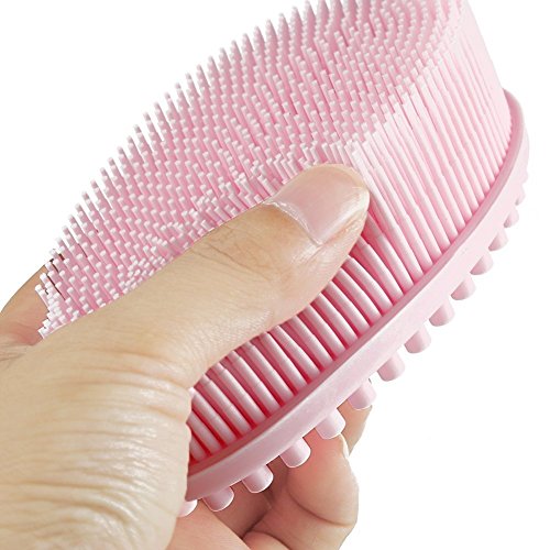 Bath Brush 100% Silicone Shower Massage Body Scrubber,Pink