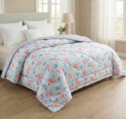 Image of BSB HOME Cloud Cotton Reversible AC Comforter for Double Bed | Super Soft 220 GSM Quilt /Duvet /Dohar | Lightweight All-Season Comforter | 88 x 90 Inches (1 Piece) (Aqua, Pink)