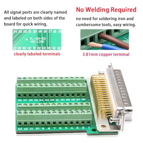 Conector DB50 sin soldadura, hembra D-SUB 50 pines miniatura 4