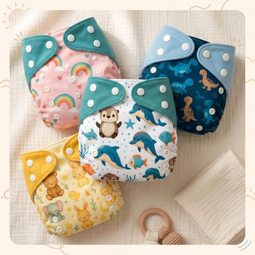 Image of Blushbaby Leakage Proof cloth diapers for babies 0 to 3 years combo high absorbent reusable diaper with insert pack (5-18kg) washable diaper (DDRB 4)