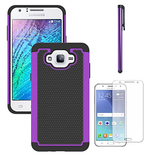 Galaxy J7 Neo J701M /J7 Nxt J701F /J7 Core J701 Case, with Screen Protector, Telegaming Dual Layer Armor Case Drop Protection TPU & Hard PC Back Cover for Samsung Galaxy J7 Neo /J7 Core Duos Purple