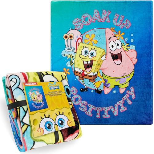 SPONGEBOB SQUAREPANTS Plaid Polaire 150x130 cm, Couverture Chaude, Douce et Légère pour Canapé...