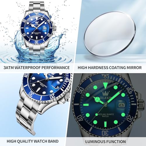 Image of OLEVS Luxury Watches for Men Dress Big Face Stainless Steel Analog Quartz
