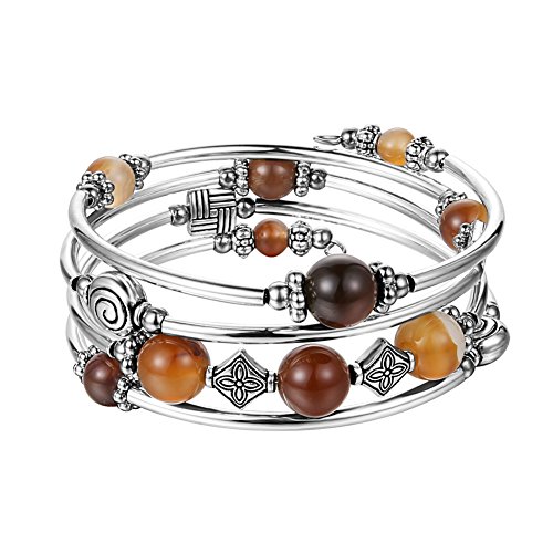 BULINLIN Pulsera Mujer de Cuentas Plata Pulseras Envolvente Multicapa Joyas...