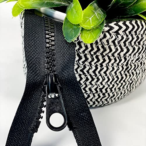 Plush Addict Heavy Duty Chunky Plastic Open-Ended Zip Fasteners for Sewing, Crafts, Clothing and Accessories - Black - 28" (71cm) - Image 5
