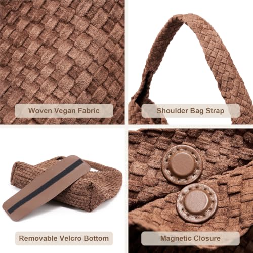 Image of MELOLILA Large Woven Tote Bag for Women Weave Purse Woven Leather Handbag