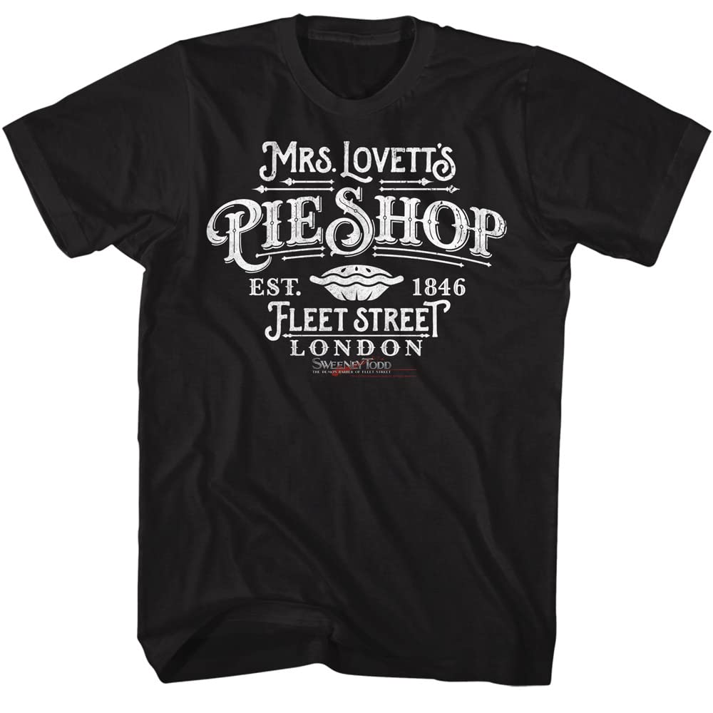 Sweeney Todd Movie T Shirt Lovett's Pie Shop Black Adult Short Sleeve T Shirts Graphic Tees Men