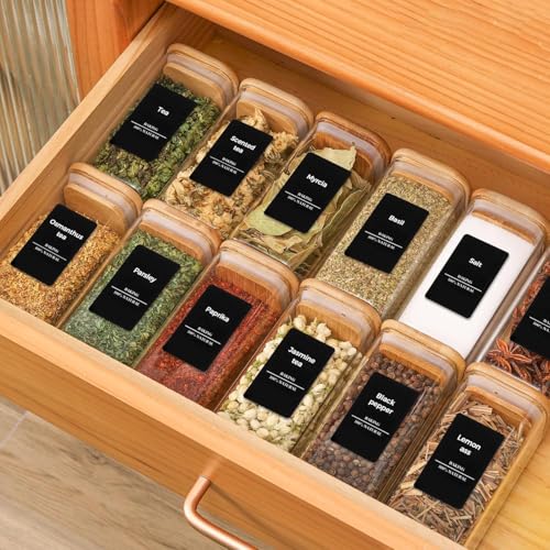 ComSaf 6Pcs 10 oz Large Spice Jars with Label Trial Set, Glass Spice Jars with Bamboo Lids Supplementary Set, Seasoning Container Trial Pack, Perfect for Ktichen Starter by ComSaf - Used condition - Image 7