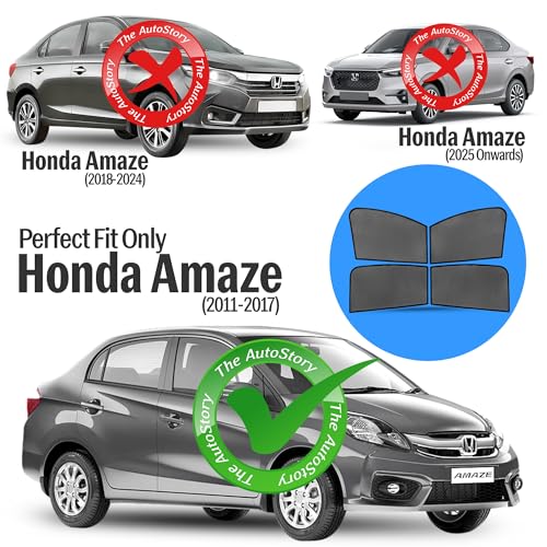 Image of AutoStory Custom Fit Non-Magnetic Cotton Mesh Car Sunshade for Amaze 2011-2017 | UV & Heat Protection Car Window Curtains | Privacy Car Sun Shade | Breathable Vehicle Specific Side Window Shades