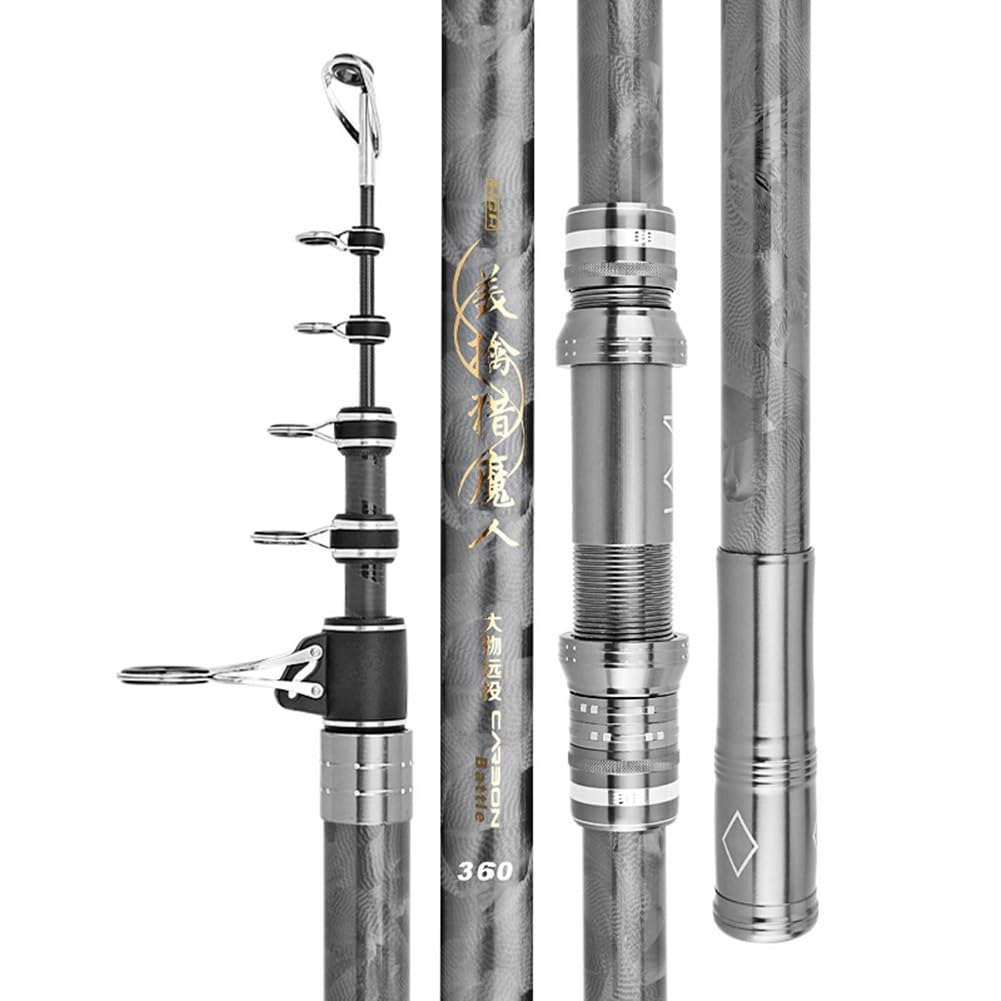 YADLCR Long Distance Throwing Rod 3.6M-4.5M Carbon Fishing Rod Superhard Telescopic Sea Boat Freshwater Fishing Gear(3.9m)