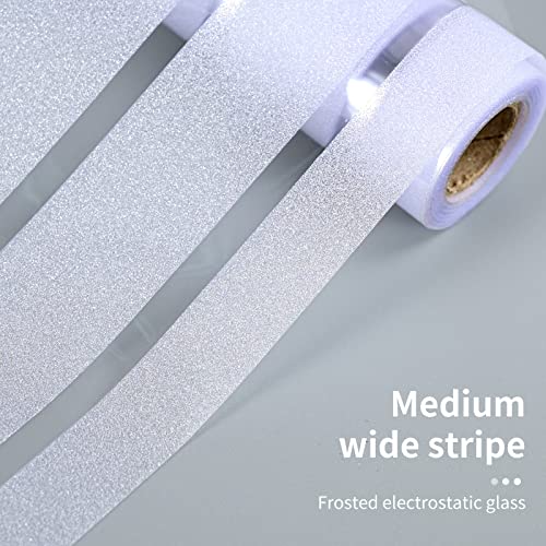 Derzgao Striped Pattern Decorative Window Privacy Film, Anti Uv Removable Privacy Film Windows Glass For Bathroom Home Office Garage Non-Adhesive Self Static Cling (Stripes Pattern 35.4X157.4Inch) #TOP1