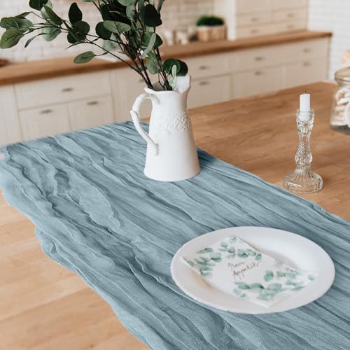 12 Pack Cheesecloth Table Runner, Runner Gauze Boho Wedding Decor Romantic Table Runner for Wedding Birthday Party(35" x 118")(Grayblue) by KEEPSHOWING - Image 7