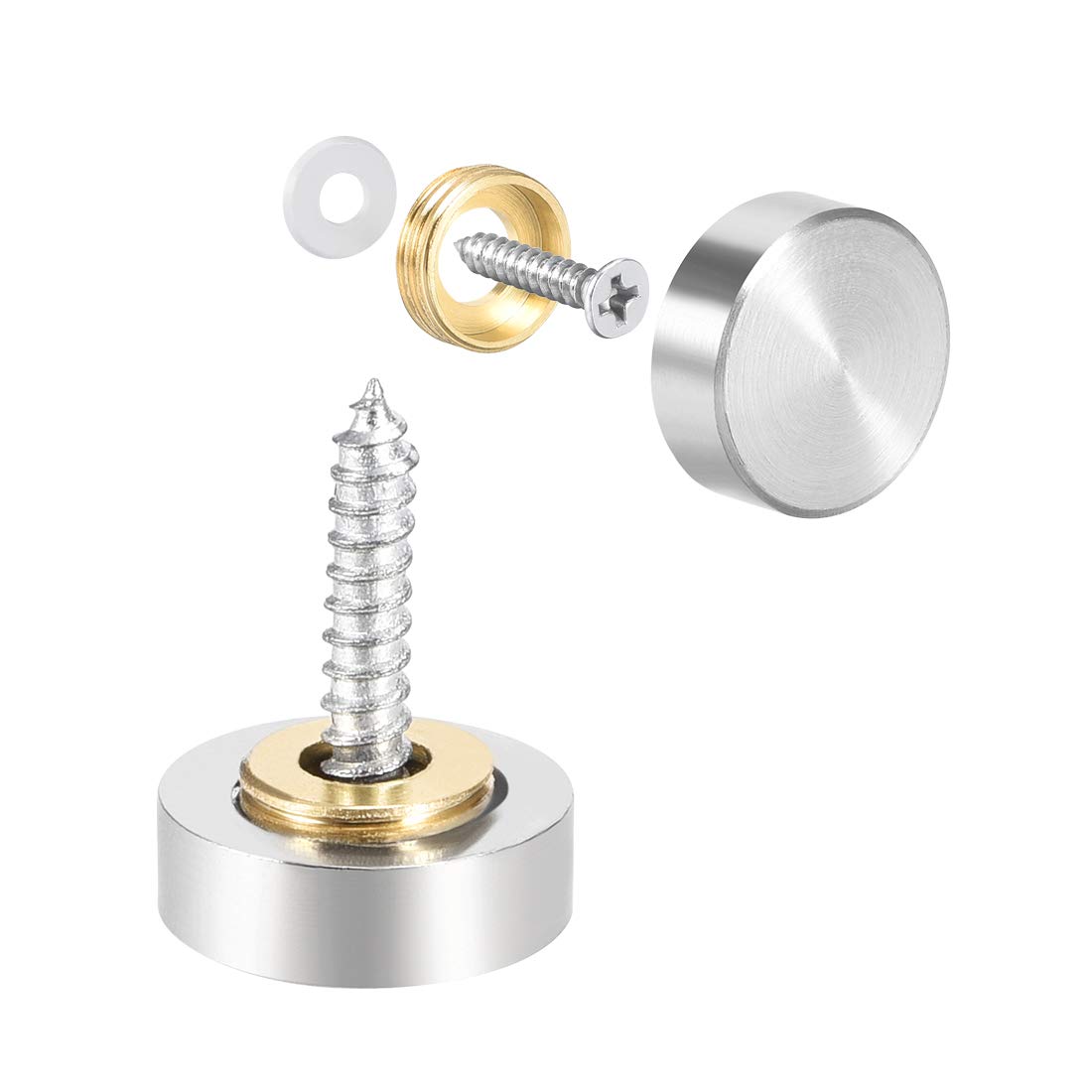 Capuchon décoratif 16mm inox brossé uxcell pour vis de miroir et panneau mural x4