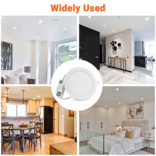 Delight 6 Pack 6 Inch Led Recessed Lighting 3Cct Ultra-Thin Ceiling Light 3000K/4000K/6000K Selectable 12W Eqv 100W 960Lm Canless Downlight Living Room Hotel Retrofit Fixtures #TOP4