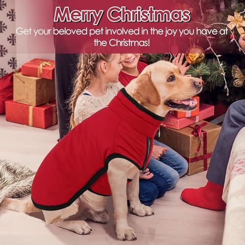 AOFITEE Großer Hundemantel, Warme Hundewinterjacke mit Eingebautem Geschirr, Reflektierender Hundemantel Schneeanzug für den Winter, Winddichte Hundefleecejacke für Französische Bulldogge
