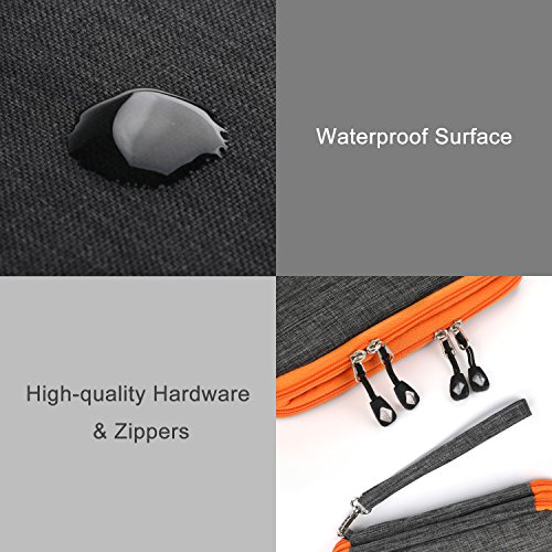 Electronics Organizer Electronic Accessories Double Layer Travel Cable Organizer Cord Storage Bag for Cables/iPad (Up to 7.9'')/Power Bank/USB Flash Drive - Orange&Grey - Thumbnail 5
