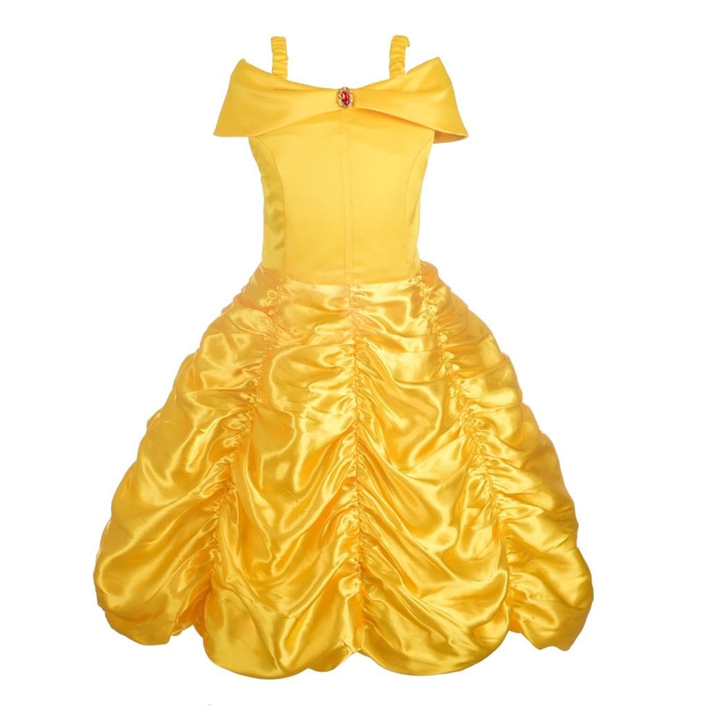 Dressy Daisy Girls' Princess Yellow Gold Ball Gown Birthday Party Fancy Dress Up Halloween Costume Size 3T-12