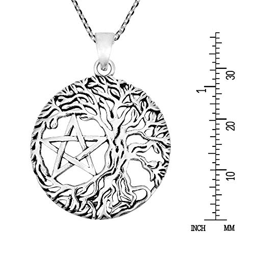 AeraVida Mystical Tree & Pentagram .925 Sterling Silver Pendant Necklace - Image 6
