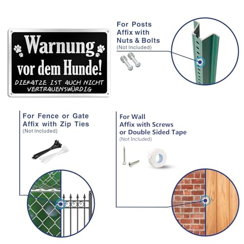 Goodvia Türschild Warnung vor dem Hunde Aluminium 30x20cm |A4 Vorsicht Hund Schild Lustig, Vorsicht vor der Katze