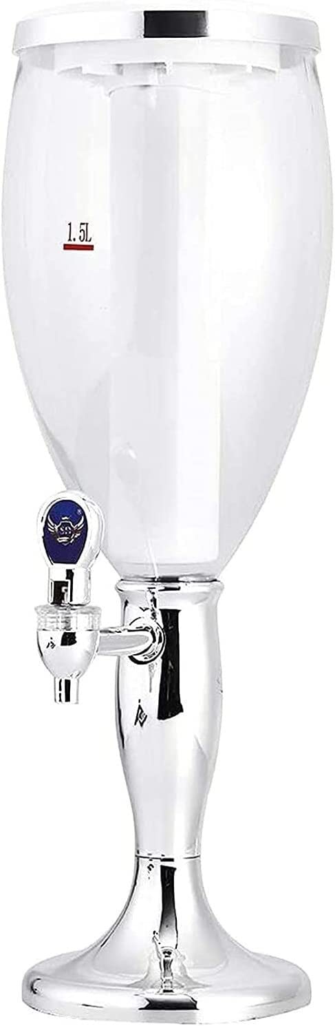 Beverage Dispenser, Beer Dispenser, Beer Bucket Beverage Tower Dispenser, Equipped With LED Colored Luminous Lights And Ice Tubes(Gold,3L)