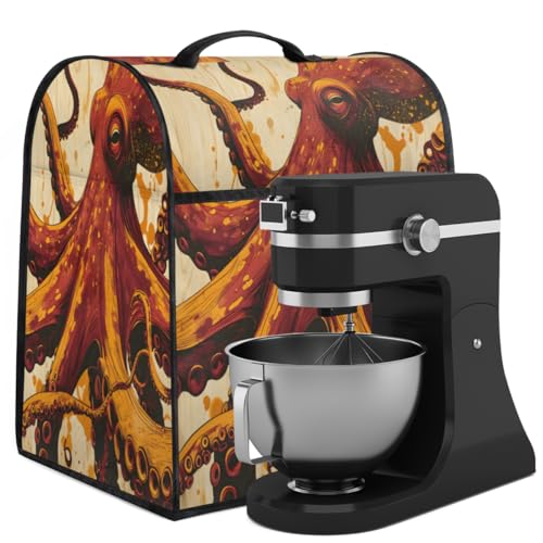 Coffee Maker Cover Ocean Animal Octopus Vintage Kitchen Appliance Covers Small Appliance Covers Blender Cover Juicer Cover Dust Covers for Kitchen Appliances with Top Handle and Pockets,Washable,B31