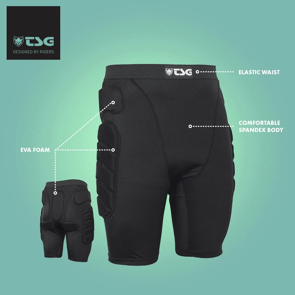 TSG - Crash Pant All Terrain a Protective Shorts Gear Guard for Snowboard, Skate, and Ski - 3D Protection for Hip and Tailbone - Fits Men and Women - Black, Medium